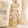 Goosey's Homemade Doll Fashion : Evening Gold Elegance Glam Set (EVN_4) (Locally crafted. Community‑supporting)