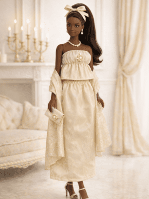Goosey's Homemade Doll Fashion : Evening Cream Luxe Glam Set (EVN_5) (Locally crafted. Community‑supporting)