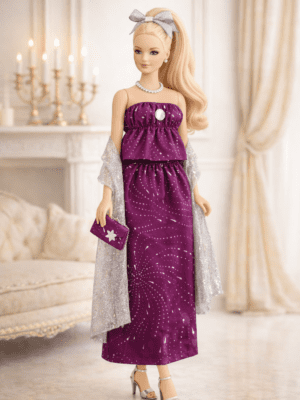 Goosey's Homemade Doll Fashion : Evening Amethyst Glam Set (EVN_7) (Locally crafted. Community‑supporting)
