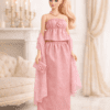Goosey's Homemade Doll Fashion : Evening Pink Blossom Glam Set (EVN_8) (Locally crafted. Community‑supporting)