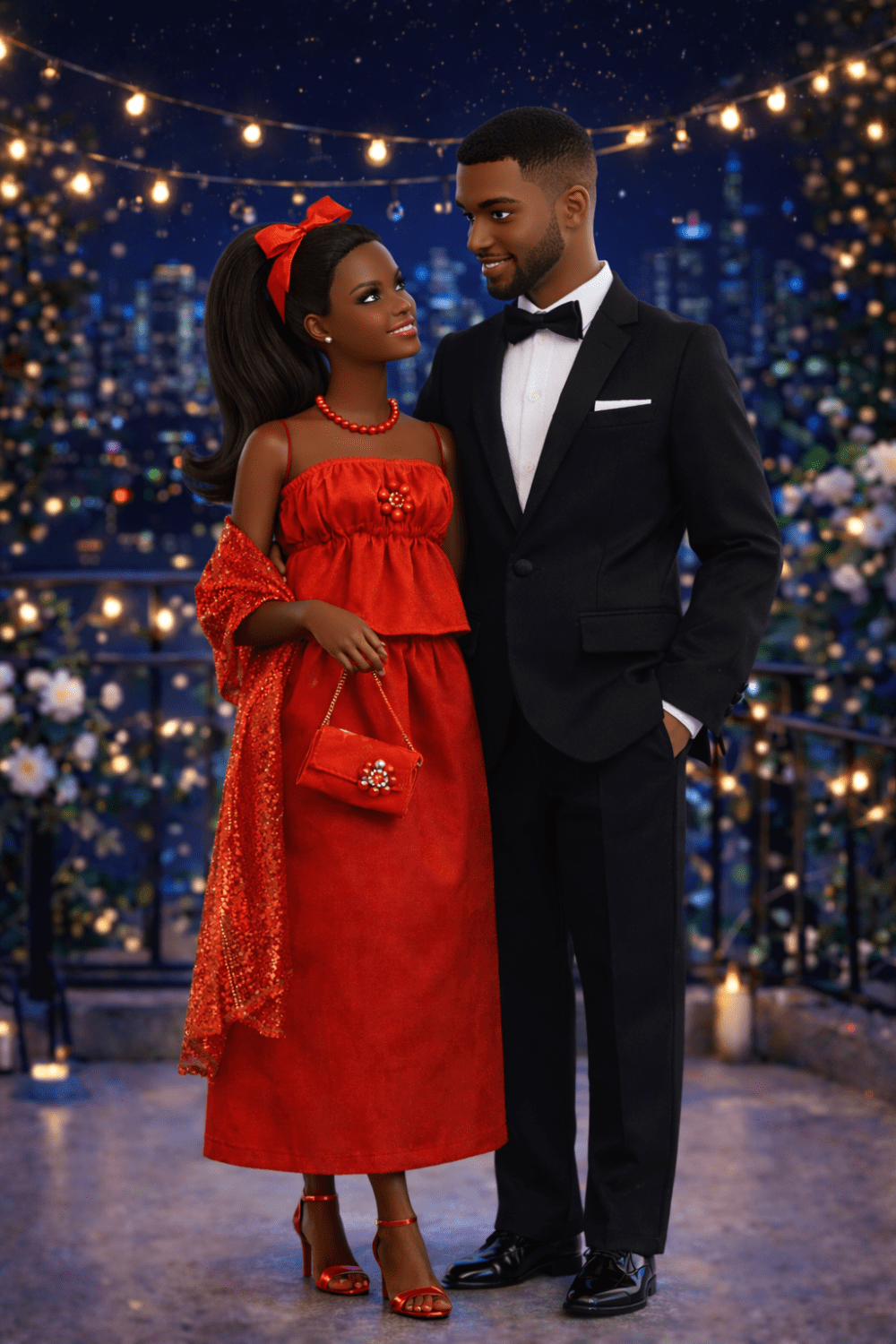 Goosey's Homemade Doll Fashion : Evening Red Glam Set (EVN_2) (Locally crafted. Community‑supporting)