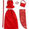Goosey's Homemade Doll Fashion : Evening Red Glam Set (EVN_2) (Locally crafted. Community‑supporting)