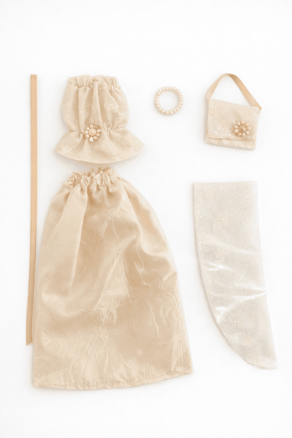 Goosey's Homemade Doll Fashion : Evening Cream Luxe Glam Set (EVN_5) (Locally crafted. Community‑supporting)