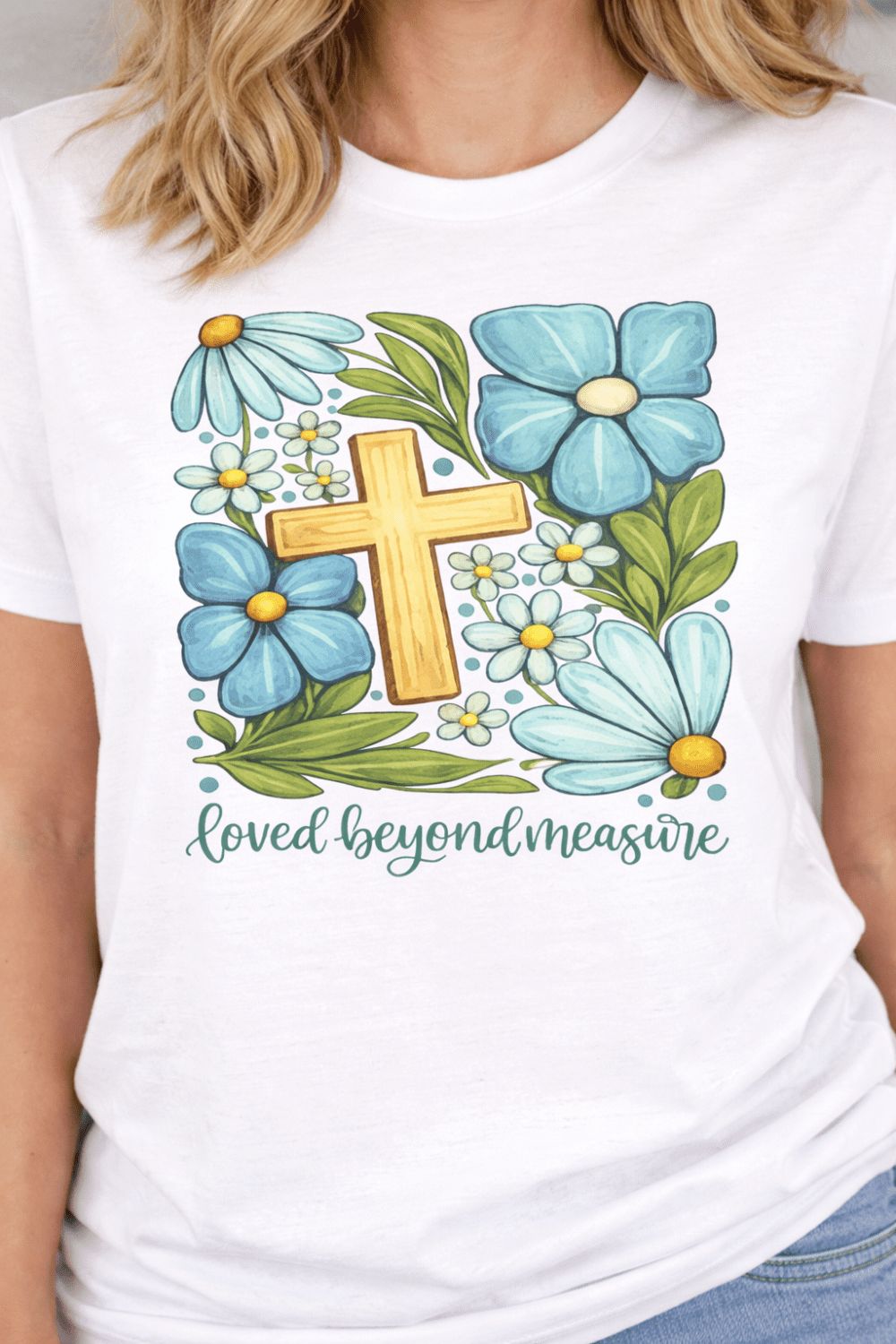 Sublimation Transfer : A4 Sublimation Transfer “Loved Beyond Measure” Floral Christian Cross Design (LBM_SUB) – 6 Different Colour Variants