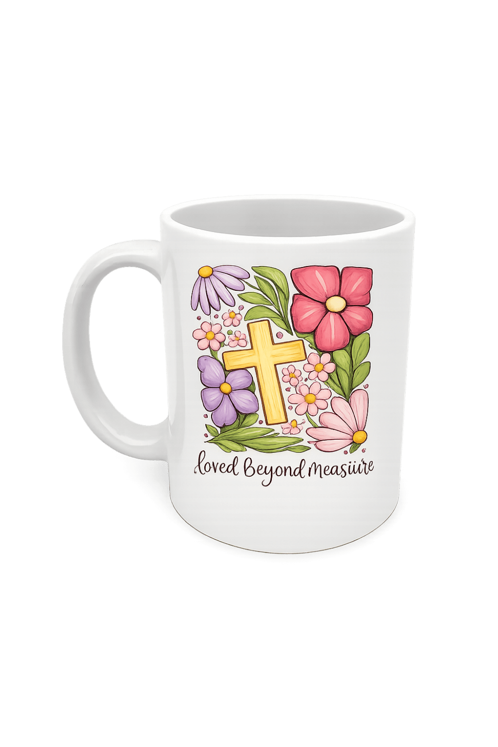3D UV Stickers : A4 “Loved Beyond Measure” Floral Christian Cross Design (LBM) - 6 Colour Variations