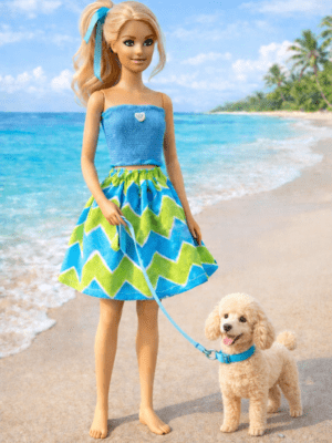 Goosey's Homemade Doll Fashion : Skirt & Strapless Tube Top Set (SKT_TUB_3) (Locally crafted. Community‑supporting)