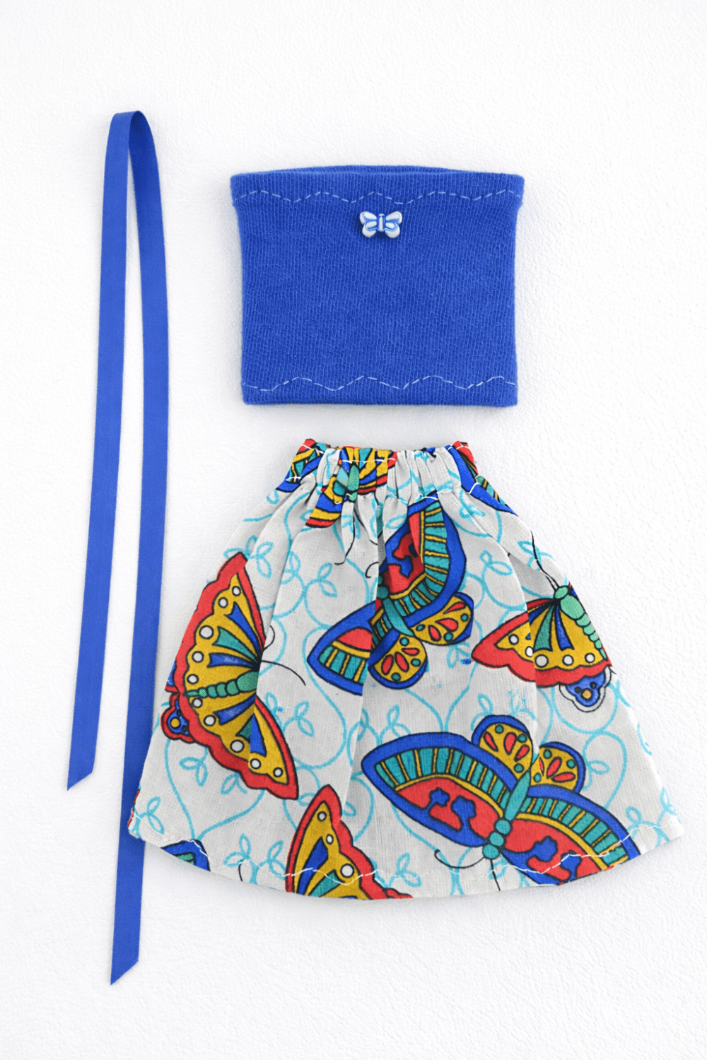 Goosey's Homemade Doll Fashion : Skirt & Strapless Tube Top Set (SKT_TUB_4) (Locally crafted. Community‑supporting)