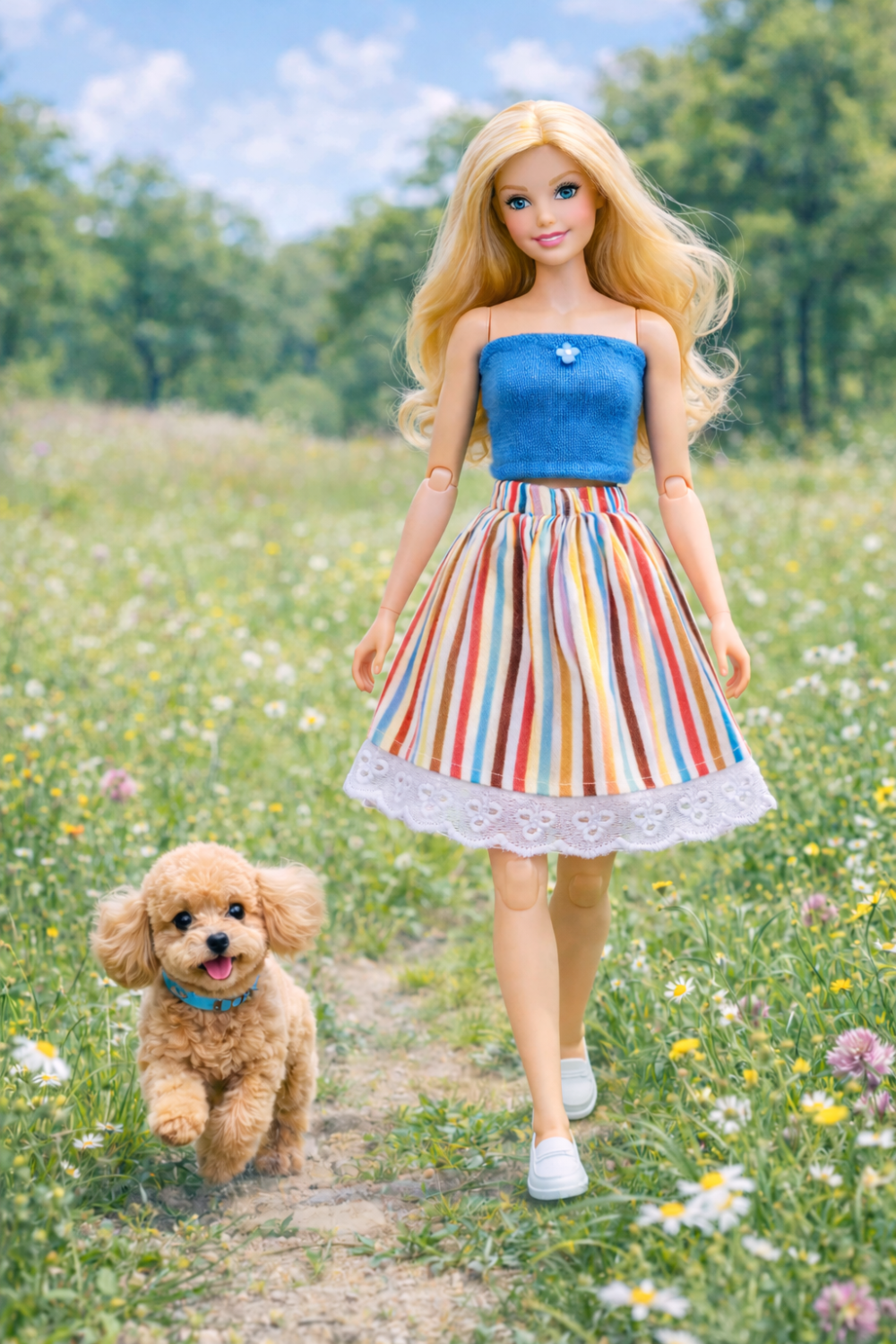 Goosey's Homemade Doll Fashion : Skirt & Strapless Tube Top Set (SKT_TUB_6) (Locally crafted. Community‑supporting)