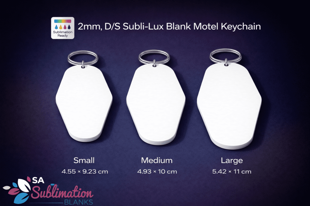 Subli Lux Motel Keychain 3 Sizes2Withlogo Laser Sublimation Blanks : 2mm Subli Lux Motel Keychain + 30mm Silver Split Keyring
