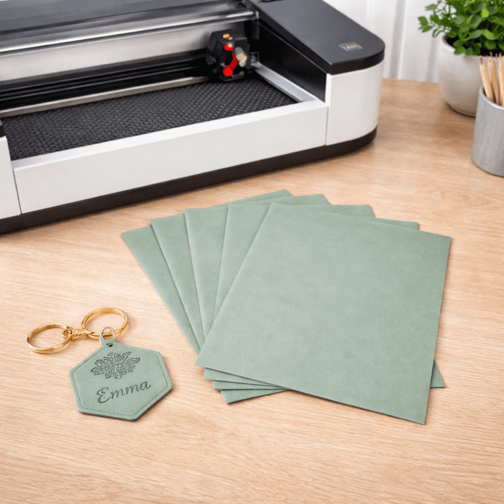 Direct UV Print : Direct to Litchi Faux Leather : A4 Sheets (Pack of 5) : Sage Green
