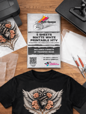 Printable HTV : Multi-Opaque Matte White Printable HTV for Inkjet, Sublimation & Laser Printers (A4 & A3)