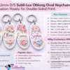Laser Sublimation Blanks : Blank, 2mm Subli Lux Oblong Oval Keychain + 30mm Silver Split Keyring