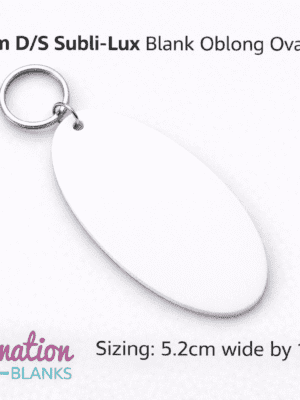Laser Sublimation Blanks : Blank, 2mm Subli Lux Oblong Oval Keychain + 30mm Silver Split Keyring