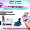 Sublimation Blanks : A4 PET Printable Subli Stickers For Sublimation (Transparent & White) [Pack of 5]
