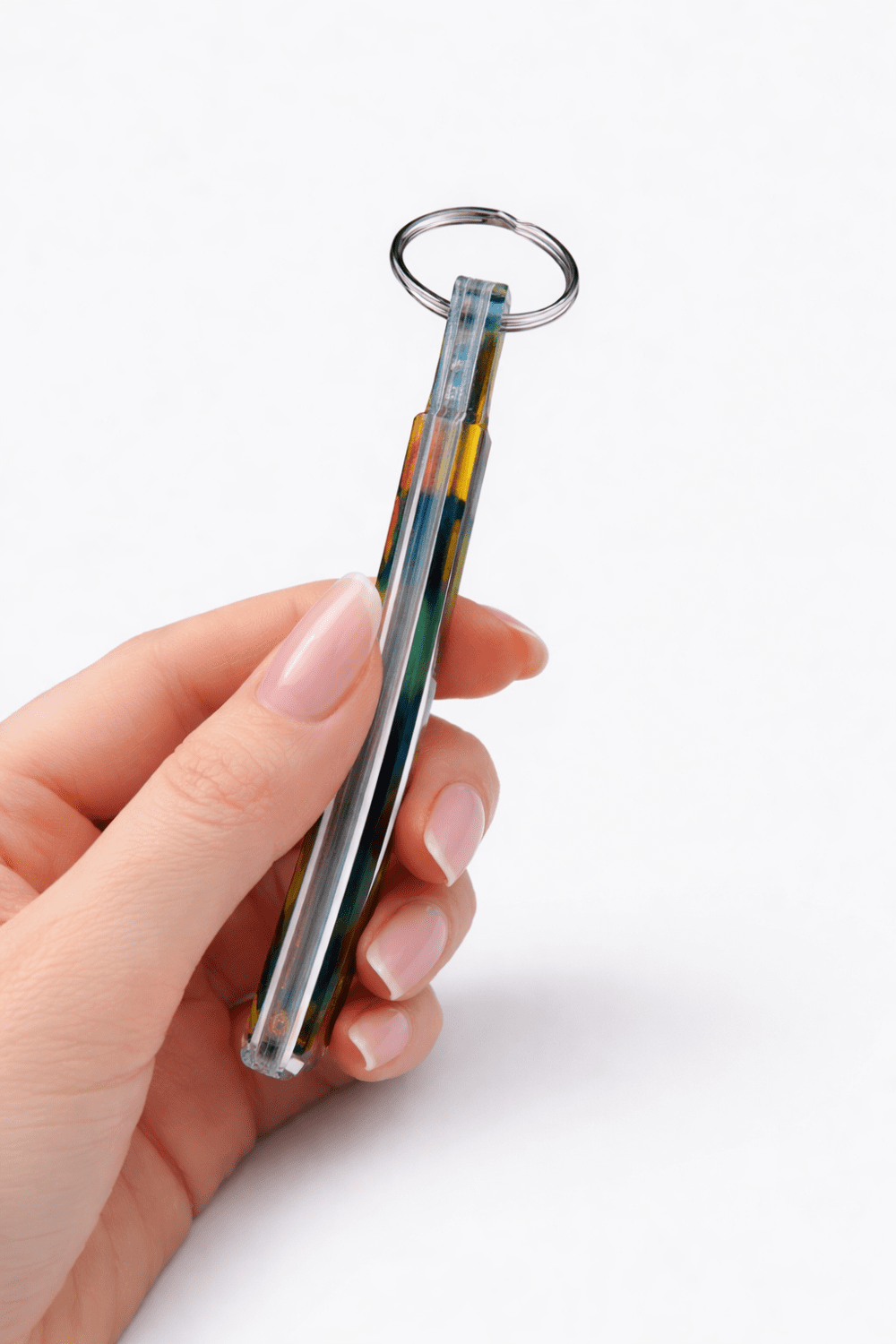 UV Direct Print : Double sided Full Print, 0.6mm thick Netball Dress Keychain + Silver split keychain