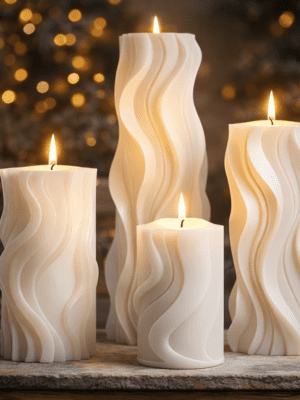 Silicone Mould : 4 Piece Wave Cylindrical Candle Mould Set (Wave_Cyl_CM)