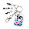 UV Direct Print : This Mom Belongs to Floral Butterfly Themed Keychain+ Silver Lobster