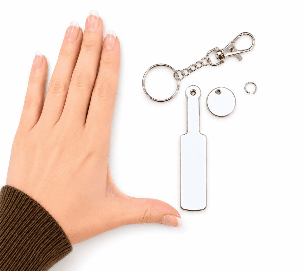 Laser Sublimation Blanks : Blank, Sublimation MDF Cricket Bat & Ball with silver split keyring & chain