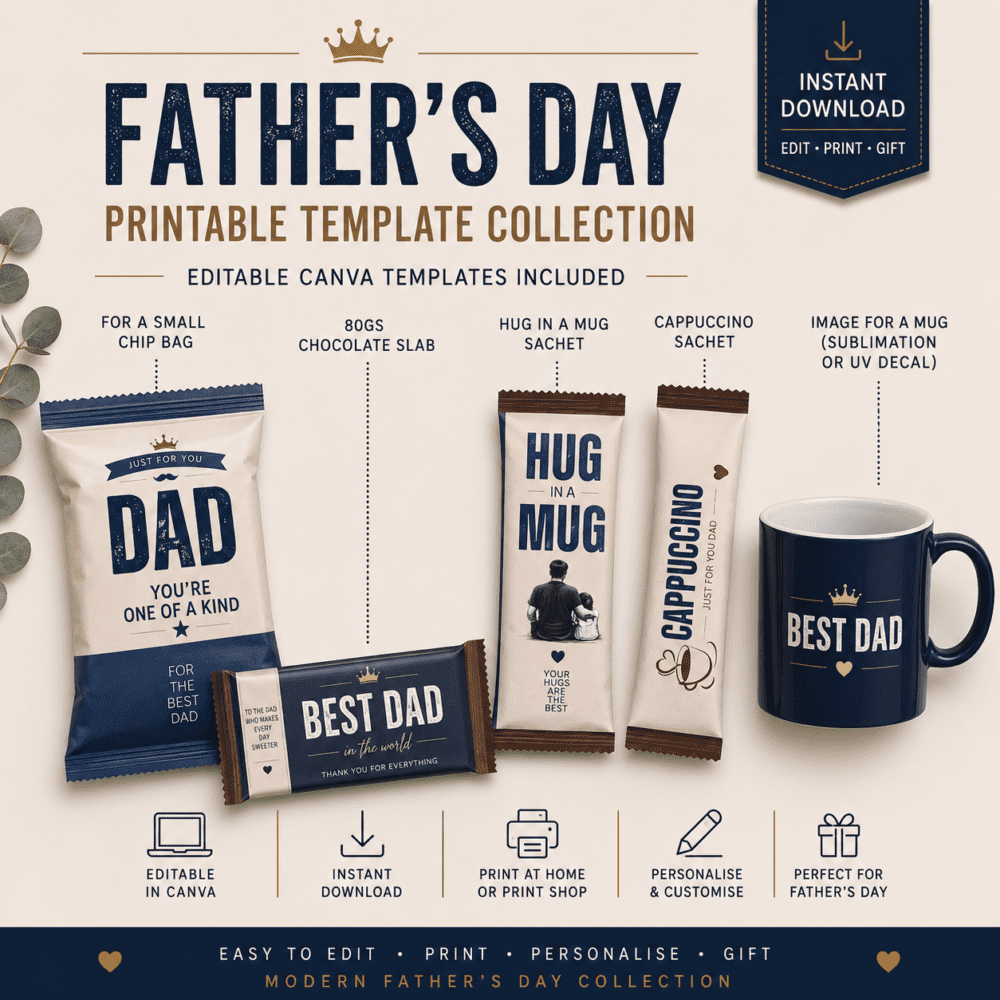 Design Corner : CANVA Download : 9 Father’s Day Designs with 18 Interchangeable Elements (Design 1)
