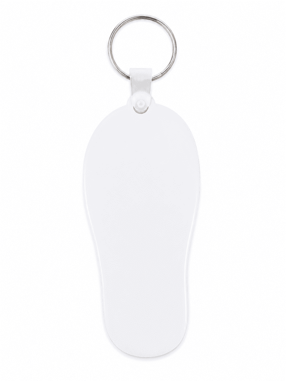 FlipFlop1_NB Laser Sublimation Blanks : Blank, 3mm Subli-Acylic Flip Flop Keychain with silver split keyring & clip