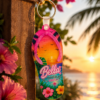FlipflopMU3 Laser Sublimation Blanks : Blank, 3mm Subli-Acylic Flip Flop Keychain with silver split keyring & clip