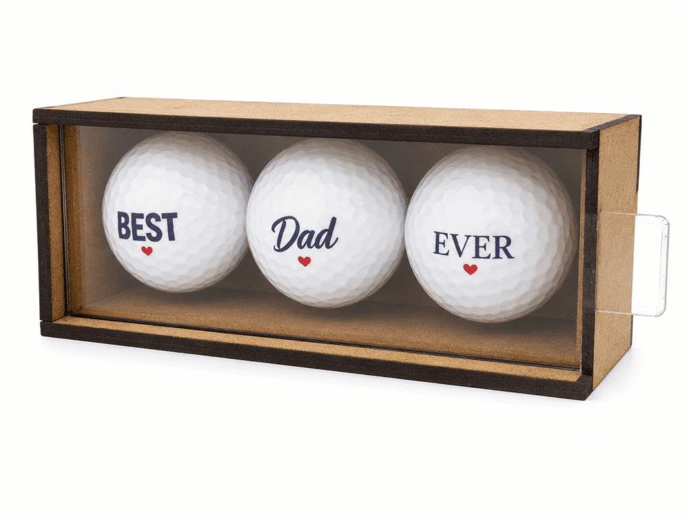 Best DAD Ever_1 Personalised Gifts : Best Dad Ever Golf Ball Gift Set with MDF Display Box