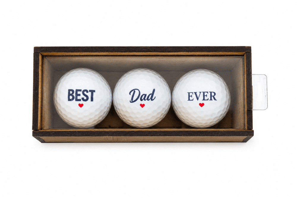Best DAD Ever_3 Personalised Gifts : Best Dad Ever Golf Ball Gift Set with MDF Display Box