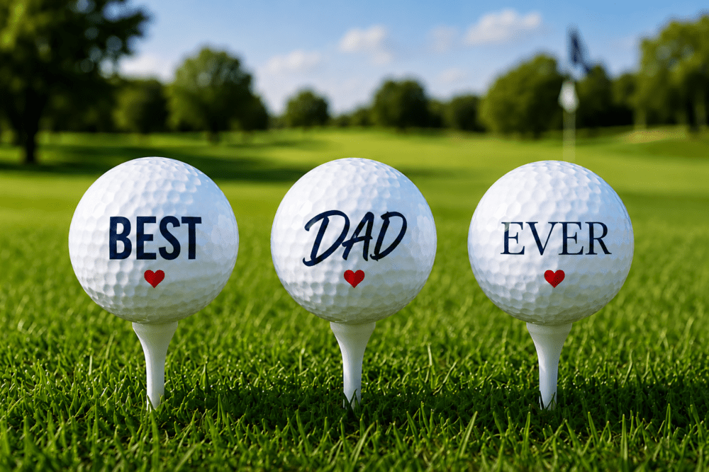 Best DAD Ever_5 Personalised Gifts : Best Dad Ever Golf Ball Gift Set with MDF Display Box
