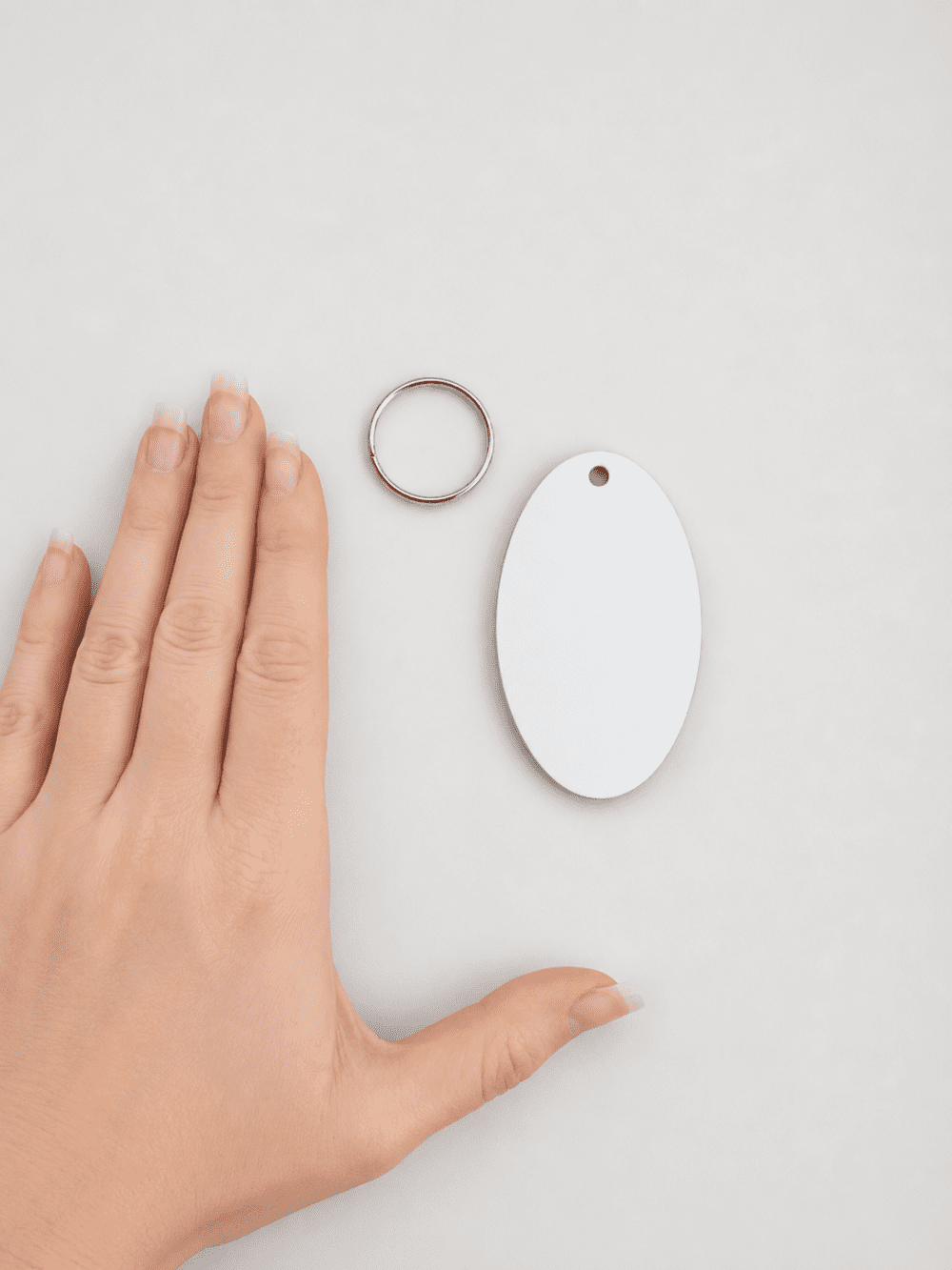 Laser  Sublimation Blanks : Super Glossy 3 or 5mm Single or Double Sided Sublimation MDF 6 by 4cm OVAL Keychain + Silver Split Keyring