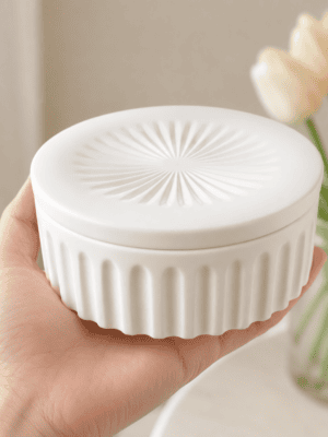 Round Striped Bowl With Lid Silicone Mould (RSBM)_V1 Silicone Moulds : Round Fluted Bowl & Lid Silicone Mould (RSBM)